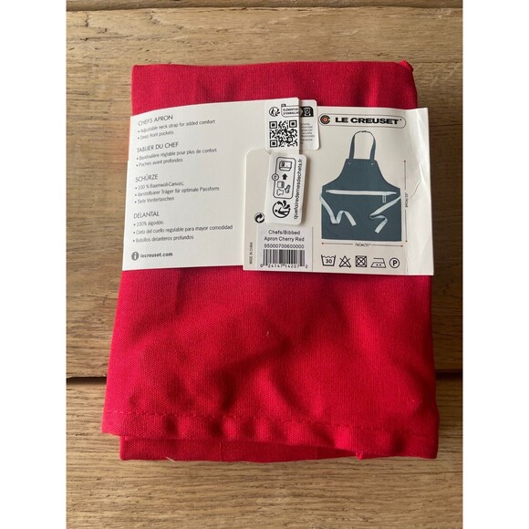 NEW Le Creuset Chef's Adult Apron, Cerise / Cherry Red - Picture 6 of 8